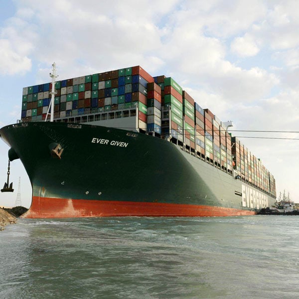 Containers on a ship